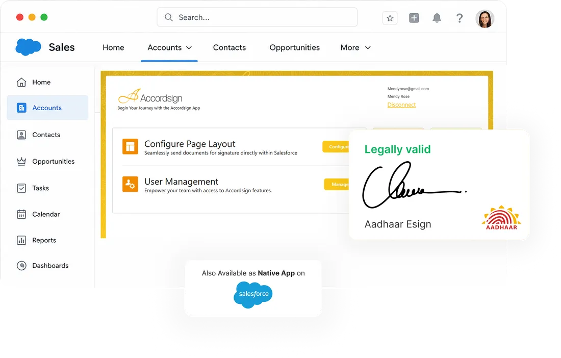 The Accordsign managed package inside a Salesforce org