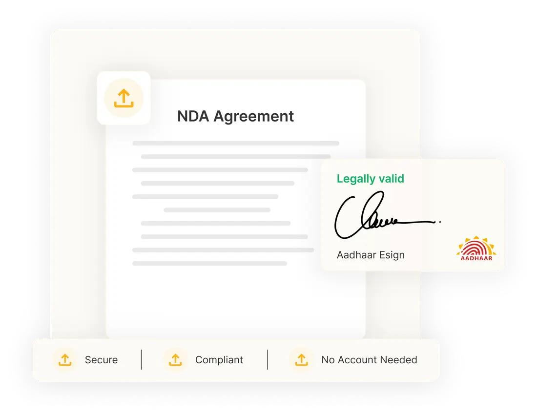 An NDA uploaded and signed with a legally valid Aadhaar eSignature in Accordsign